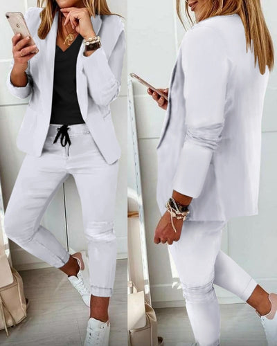 Elegante Blazer Set (Blazer+Broek) Voor Dames