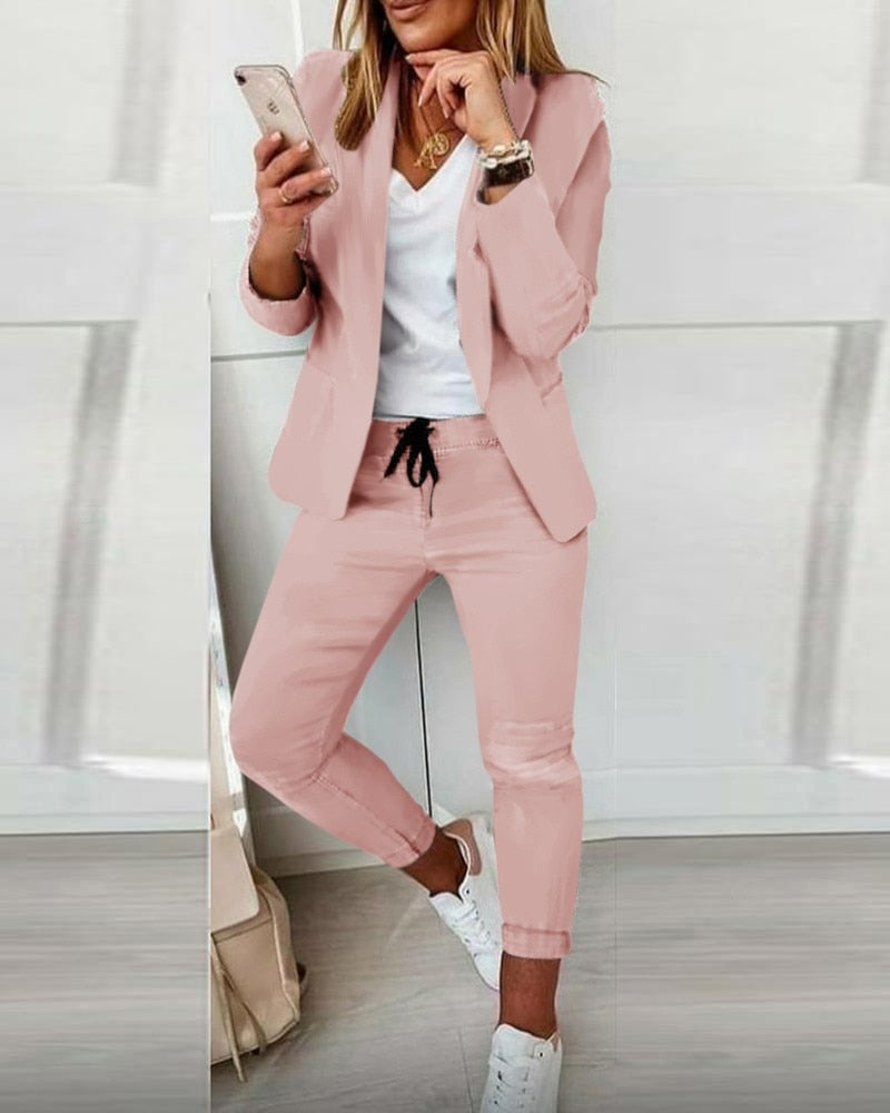 Elegante Blazer Set (Blazer+Broek) Voor Dames