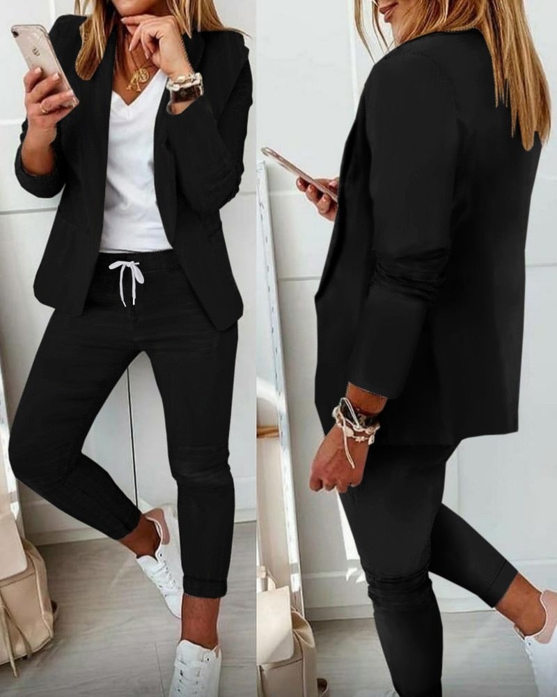 Elegante Blazer Set (Blazer+Broek) Voor Dames