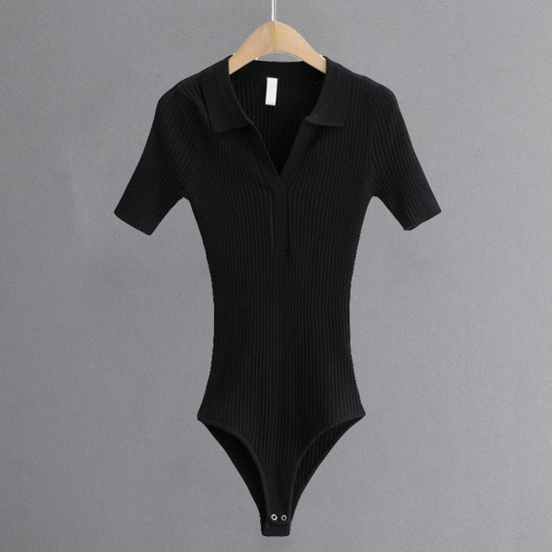 Gebreide Bodysuit Met V-hals