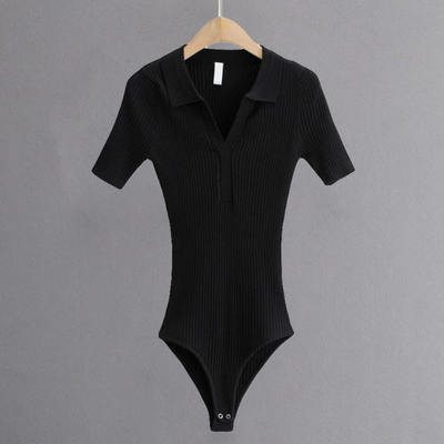 Gebreide Bodysuit Met V-hals