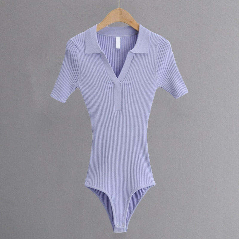 Gebreide Bodysuit Met V-hals