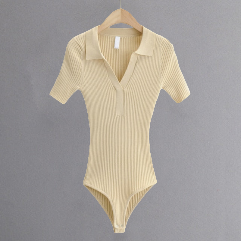 Gebreide Bodysuit Met V-hals