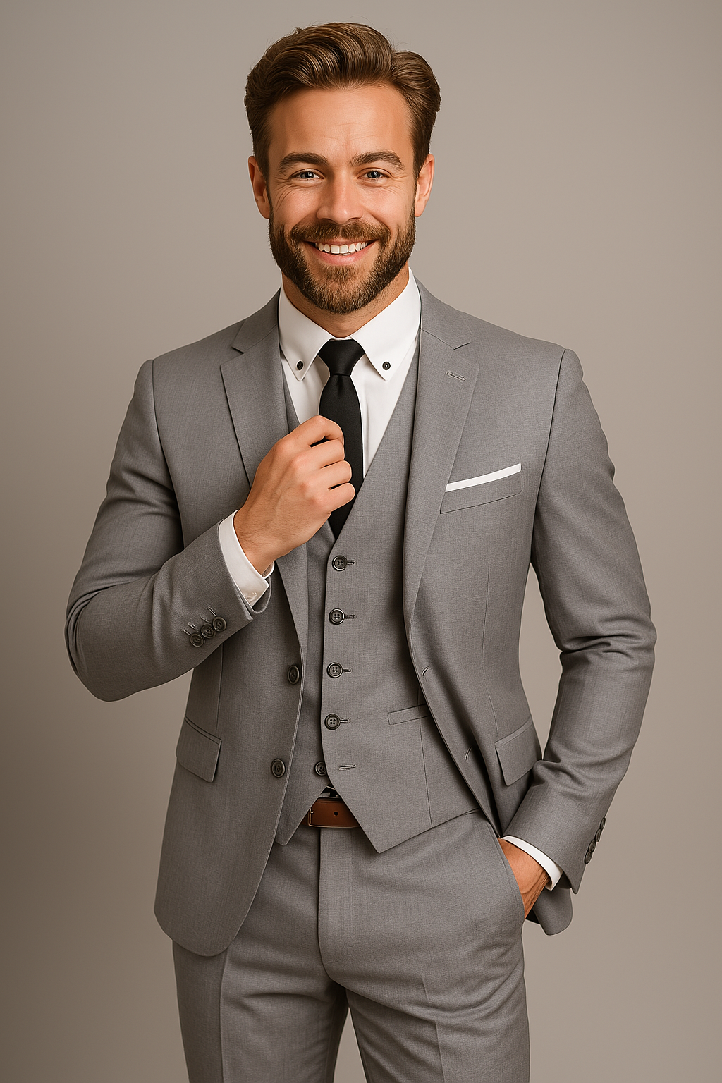 Heren 3-delig pak - Slim Fit Katoenen Blazer, Colbert en Broek