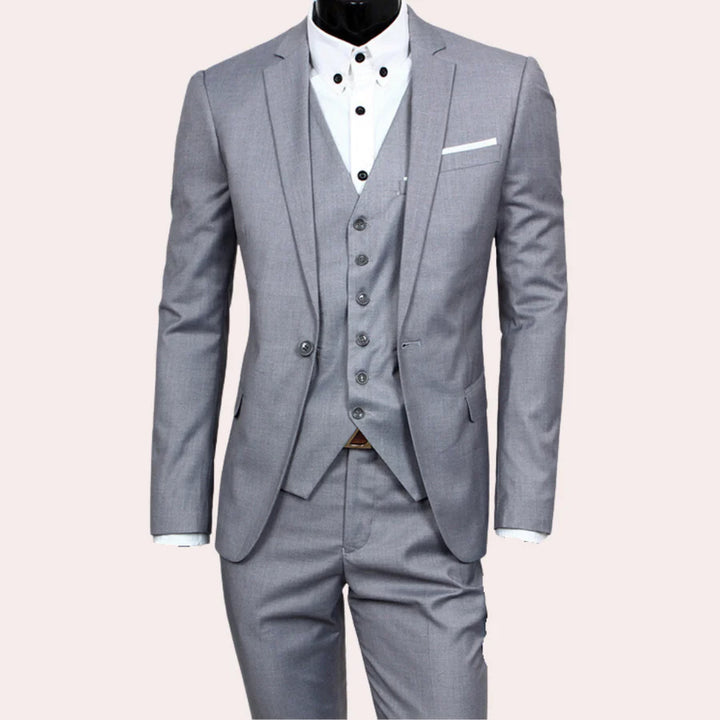 Heren 3-delig pak - Slim Fit Katoenen Blazer, Colbert en Broek