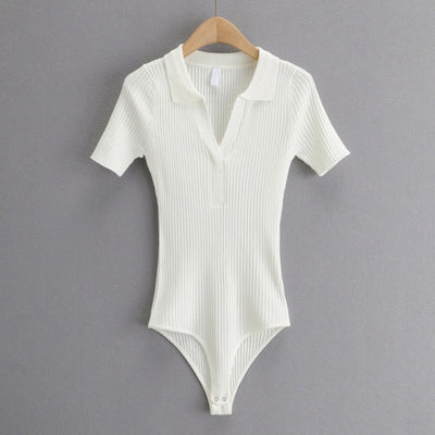 Gebreide Bodysuit Met V-hals